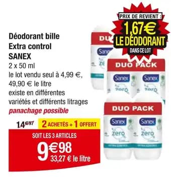 Promotion Exclusives de 3
Sanex déodorant : Découvrez l'Offre incontournable