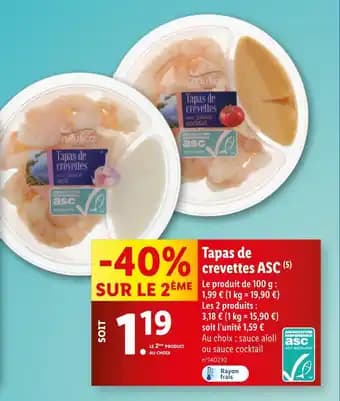 nautica Tapas de crevettes ASC