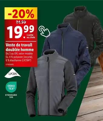 Veste de travail doublée homme