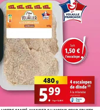 4 escalopes de dinde 480 g