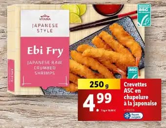 Crevettes ASC en chapelure à la japonaise 250 g