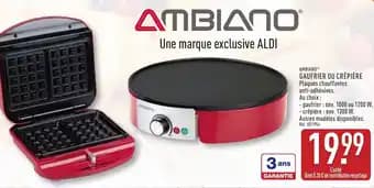 AMBIANOⓇ Gaufrier ou crêpière