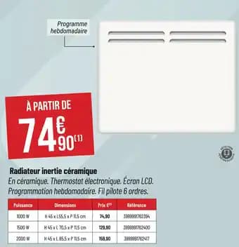 Promotion Exclusives de 12
Radiateur céramique : Découvrez l'Offre incontournable