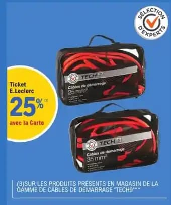TECH9 Sur les produits présents en magasin de la gamme de câbles de demarrage