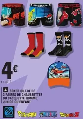 Boxer ou lot de 2 paires de chaussettes ou casquette homme, junior ou enfant