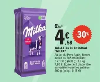 "MILKA" Tablettes de chocolat 500 g