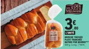 Brioche tressée plate tranchée nature pur beurre