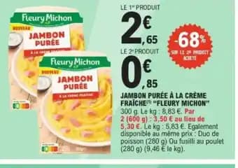 FLEURY MICHON Jambon purée à la crème fraiche 300 g