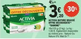 DANONE Activia nature brassé offre découverte 16 x 125 g