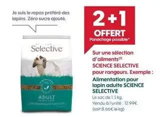 Science Selective 2+1 offert sur une sélection d’aliments Science Selective pour rongeurs