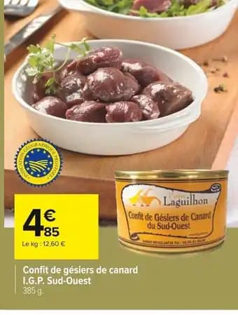 Confit de gésiers de canard I.G.P. Sud-Ouest 385 g