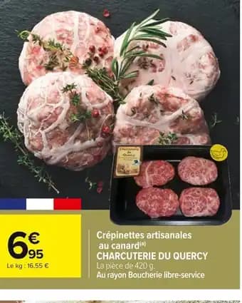 CHARCUTERIE DU QUERCY Crépinettes artisanales de canard 420 g