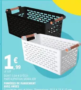 Panières de rangement avec anses