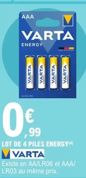 Promotion Exclusives de 1
Varta : Découvrez l'Offre incontournable
