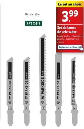 PARKSIDE Set de lames de scie sabre