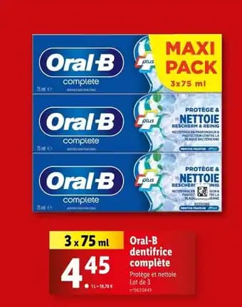 Promotion Exclusives de 4
Oral b dentifrice : Découvrez l'Offre incontournable