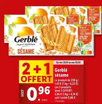 Promotion Exclusives de 1
Gerblé : Découvrez l'Offre incontournable