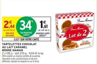 Bonne maman tartelettes chocolat au lait caramel bonne maman