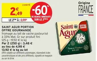 Saint agur portion offre gourmande