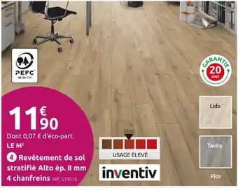 INVENTIV Revêtement de sol stratifié Alto ép. 8 mm 4 chanfreins