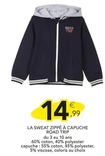 La sweat zippé à capuche road trip