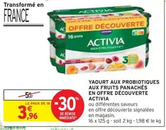 ACTIVIA Yaourt aux probiotiques aux fruits panachés en offre découverte