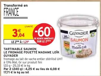 GUYADER Tartinable saumon le fromage fouetté Madame Loïk