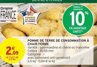 POMMES DE TERRE DE FRANCE Pomme de terre de consommation à chair ferme
