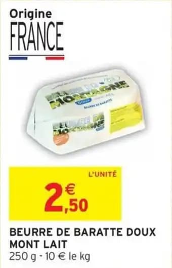 Beurre de baratte doux mont lait