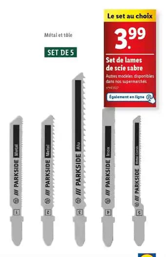 Parkside set de lames de scie sabre