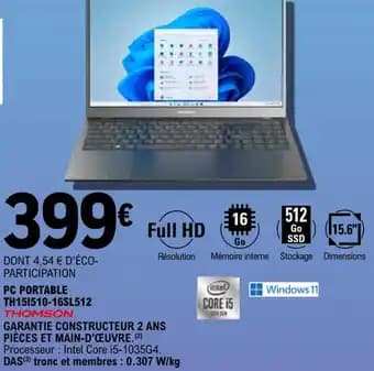 THOMSON PC PORTABLE TH15I510-16SL512