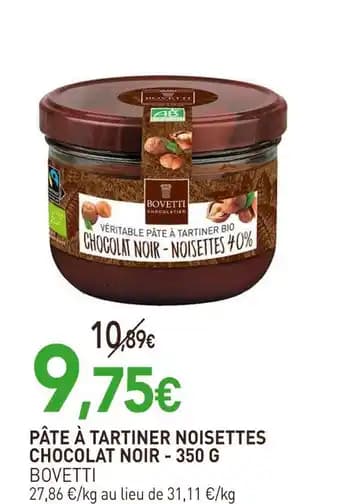 BOVETTI Pâte à tartiner noisettes chocolat noir - 350 g
