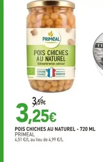 PRIMEAL Pois chiches au naturel