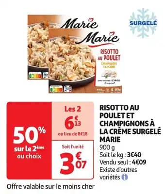 Marie risotto au poulet et champignons à la crème surgelé 900 g