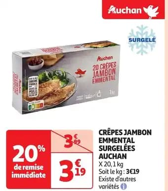 Auchan crêpes jambon emmental surgelées 1 kg