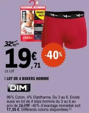 DIM Lot de 4 boxers homme