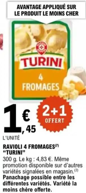 "TURINI" Ravioli 4 fromages 300 g