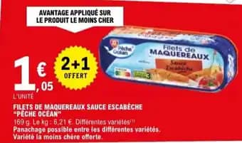 "PÊCHE OCÉAN" Filets de maquereaux sauce escabèche 169 g