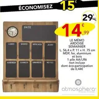 atmosphera Le mémo ardoise semainier