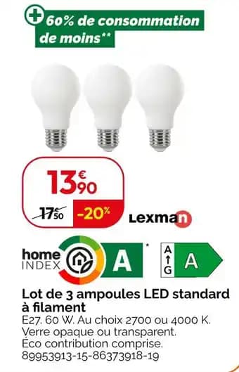 Promotion Exclusives de 4
Ampoules led : Découvrez l'Offre incontournable