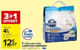 CARREFOUR COMPANINO Litière pour chats 5 L