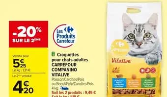 CARREFOUR COMPANINO VITALIVE Croquettes pour chats adultes 4 kg