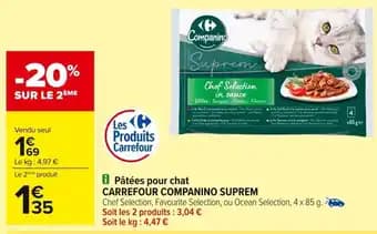 CARREFOUR COMPANINO SUPREM Pâtées pour chat 4 x 85 g