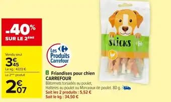 CARREFOUR Friandises pour chien 80 g