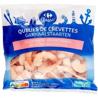 CARREFOUR CLASSIC' Queues de crevettes ASC surgelées