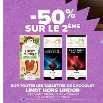 LINDT HORS LINDOR Sur toutes les tablettes de chocolat