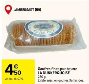 LA DUNKERQUOISE Gaufres fines pur beurre 280 g