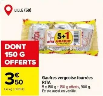 RITA Gaufres vergeoise fourrées 900 g