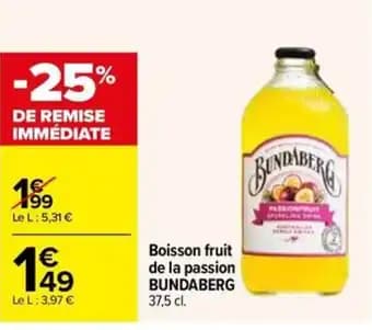 BUNDABERG Boisson fruit de la passion 37,5 cl