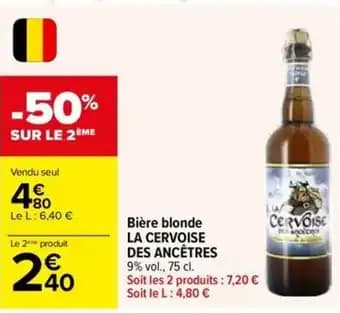 LA CERVOISE DES ANCÊTRES Bière blonde 75 cl